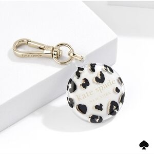 Kate Spade New York AirTag Holder with Gold Ring Clip - City Leopard